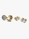 Gold Pearl Dress Stud & Cufflink Set