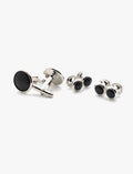 Silver Onyx Dress Stud & Cufflink Set