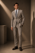 Oatmeal Taupe Two-Button Vented Suit — Super 140s Wool