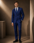 Solid French Blue Two-Button Vented Suit — Super 140s Wool