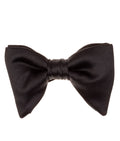 Bat-Wing Pre-Tied Bow Tie — Black Satin — 3.5 Inch