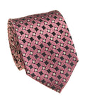 Black & Pink Diamond Geometric Silk Tie
