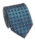 Navy & Teal Diamond Geometric Silk Tie
