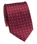 Burgundy & Gold Geometric Foulard Silk Tie