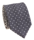 Charcoal Herringbone Dot Silk Tie