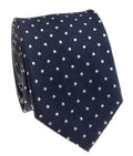 Navy Herringbone Dot Silk Tie