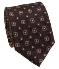Brown Geometric Foulard Silk Tie