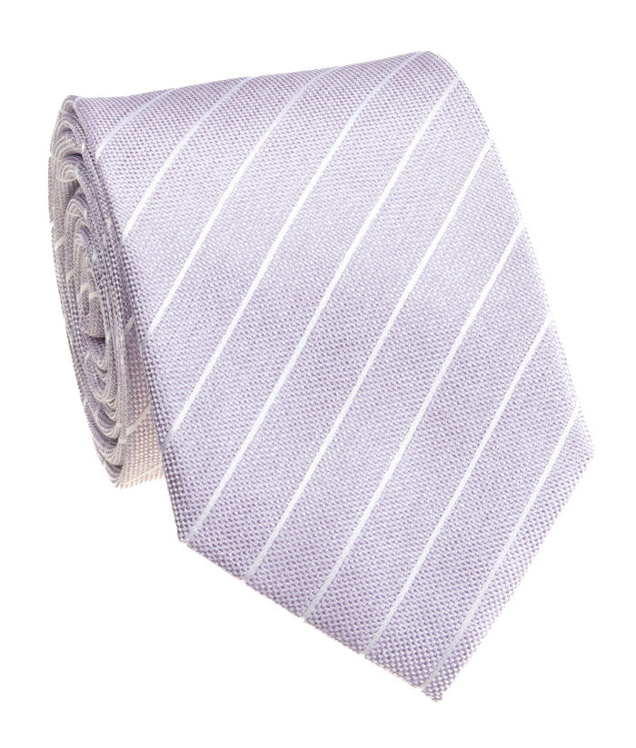 Lavender White Stripe Silk Tie