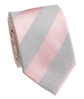 Pink & Grey Block Stripe Silk Tie