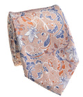 Peach & Blue Botanical Floral Silk Tie