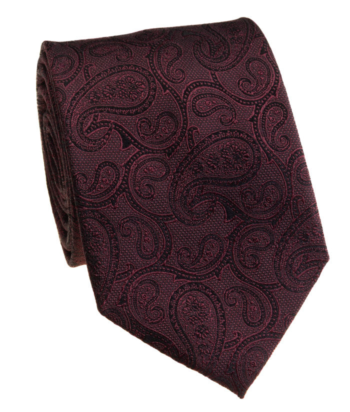 Burgundy Paisley Jacquard Silk Tie