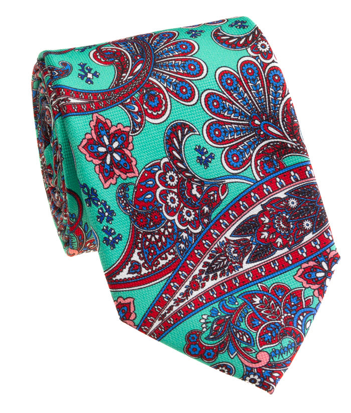 Mint Green Paisley Silk Tie
