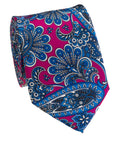 Fuchsia & Blue Paisley Silk Tie