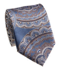 Steel Blue & Tan Paisley Medallion Silk Tie