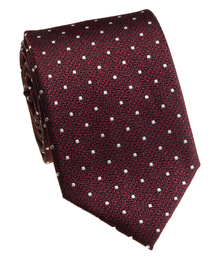 Burgundy Tweed Polka Dot Silk Tie