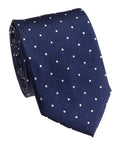 Navy Tweed Polka Dot Silk Tie