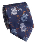 Navy & Copper Floral Jacquard Silk Tie