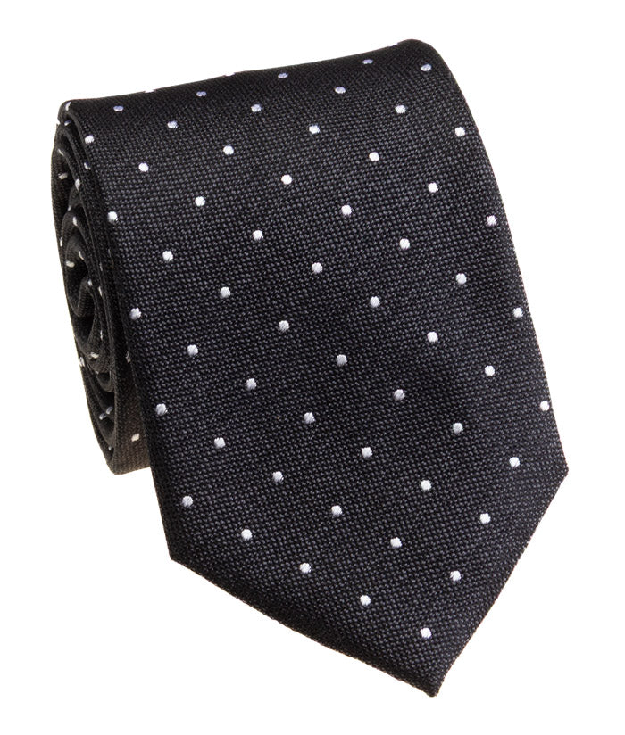 Black Polka Dot Silk Tie