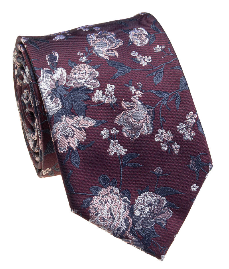 Wine Silk Jacquard Tie — Style 9062A
