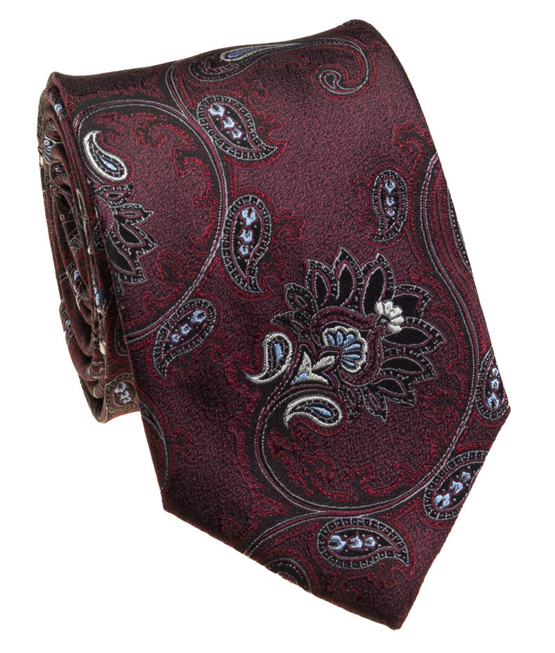 Wine Silk Jacquard Tie — Style 9078C