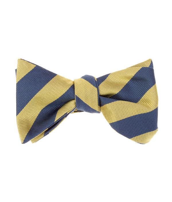 Navy & Gold Stripe Self-Tie Bow Tie
