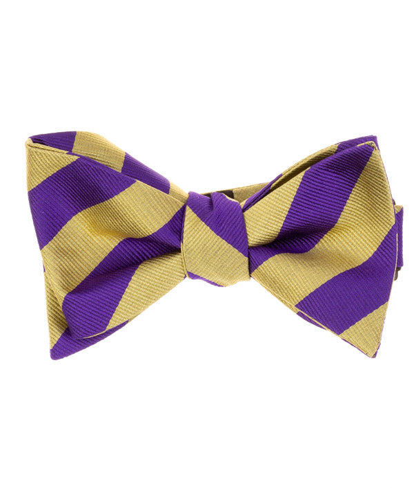 Purple & Gold Stripe Self-Tie Bow Tie