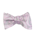 Silver & Pink Paisley Pre-Tied Self-Tie Bow Tie