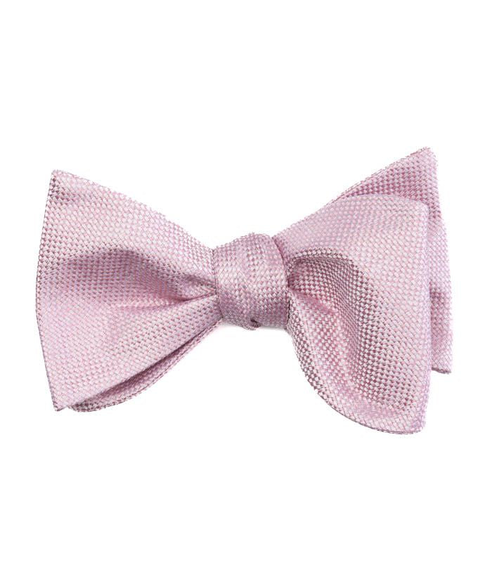 Pink Basketweave Self-Tie Bow Tie