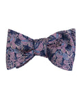 Navy & Pink Floral Jacquard Self-Tie Bow Tie