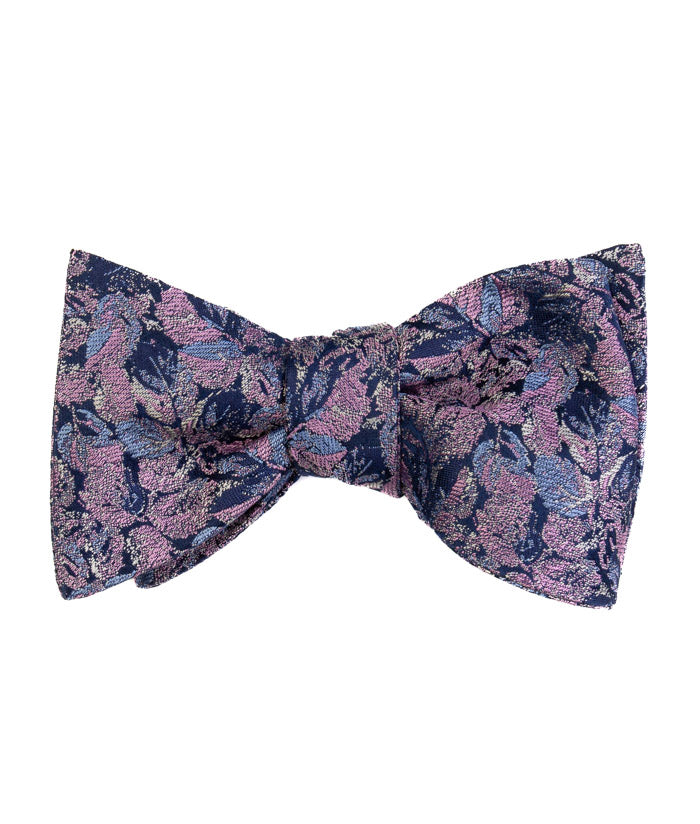 Navy & Pink Floral Jacquard Self-Tie Bow Tie