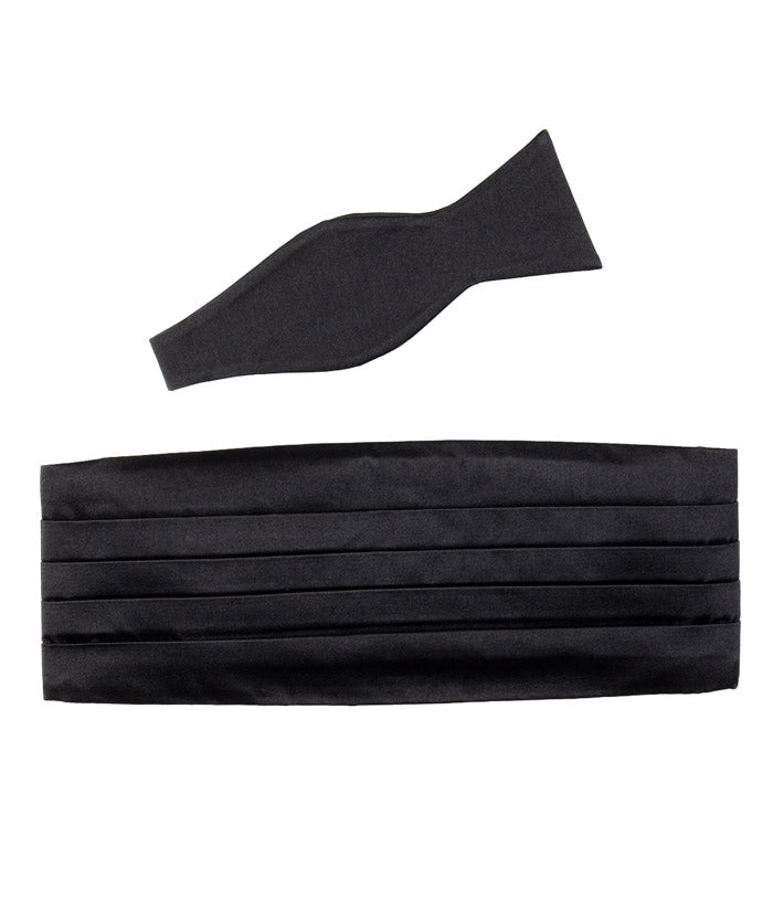 Black Satin Cummerbund Set