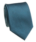 Teal Geometric Foulard Silk Tie