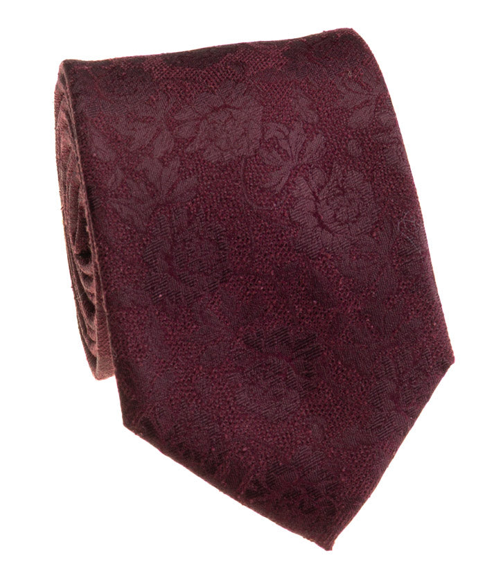 Burgundy Floral Jacquard Silk Tie