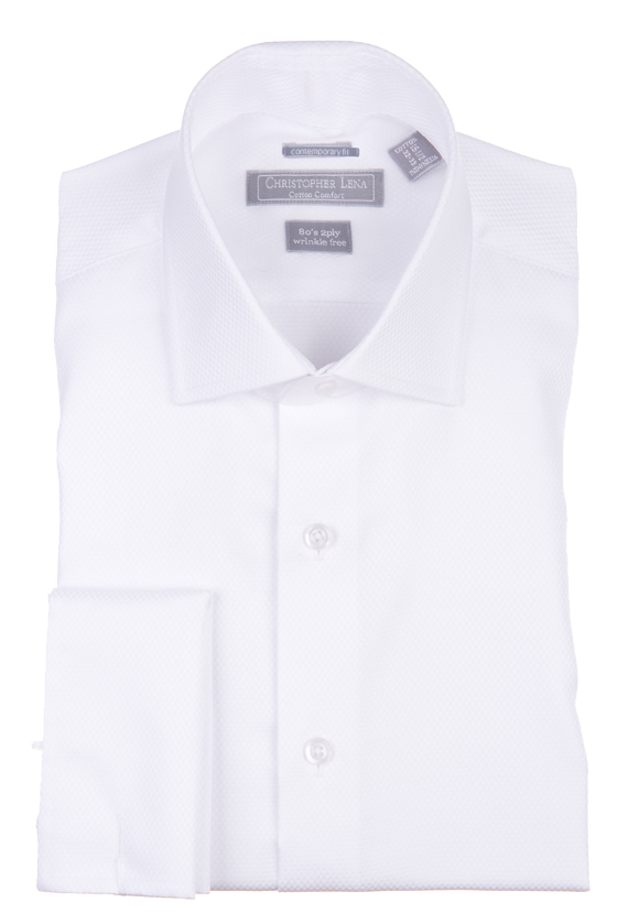 White Contemporary Fit Evening Shirt - French Cuff
