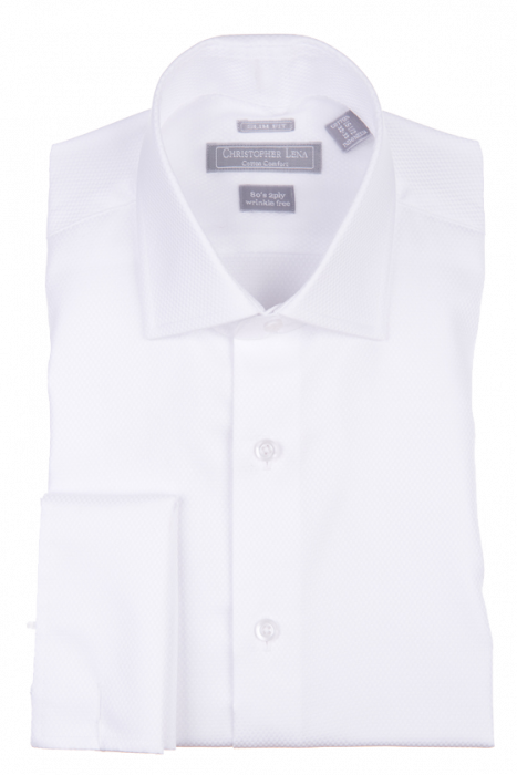 White Slim Fit Evening Shirt — French Cuff