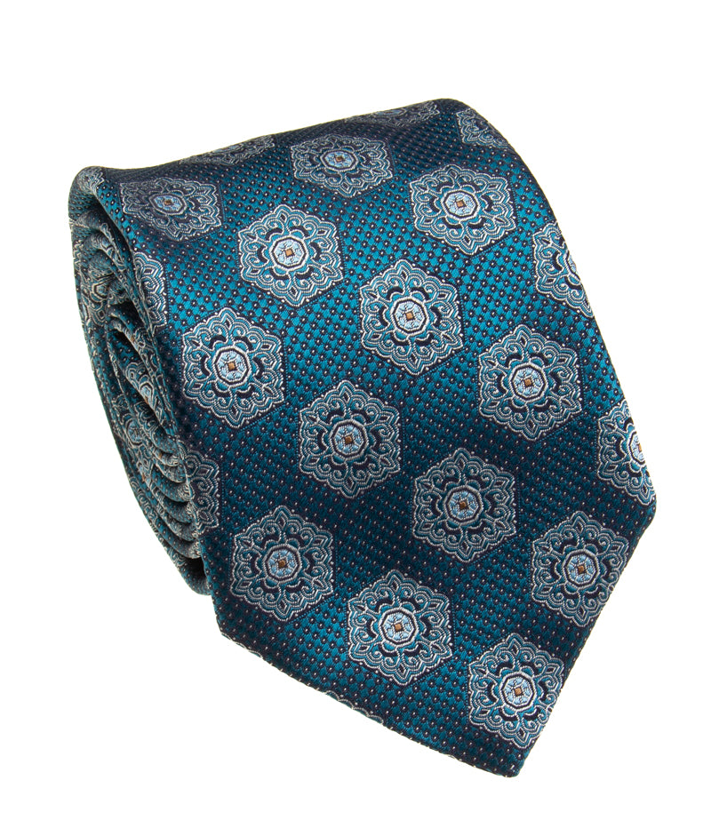 Petrol Teal Silk Jacquard Tie