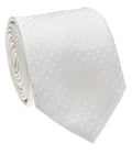 White Tonal Polka Dot Silk Tie