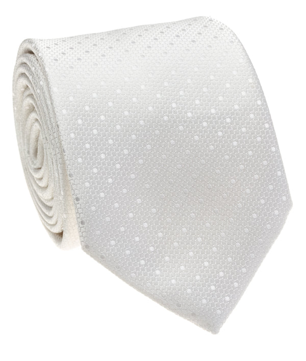 White Tonal Polka Dot Silk Tie