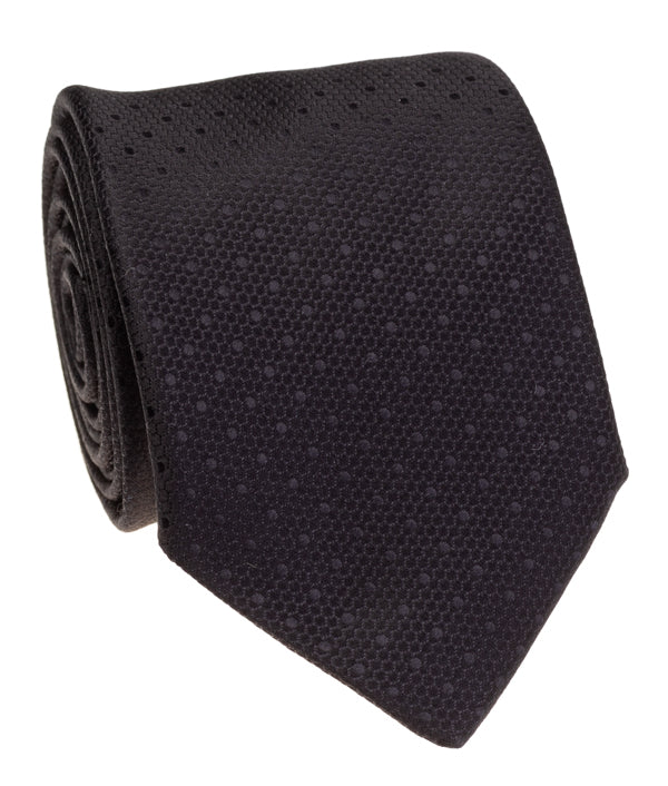 Black Tonal Polka Dot Silk Tie
