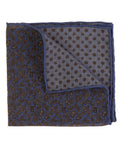 Navy Double-Sided Paisley & Foulard Silk Pocket Square