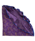Purple Double-Sided Paisley & Medallion Silk Pocket Square