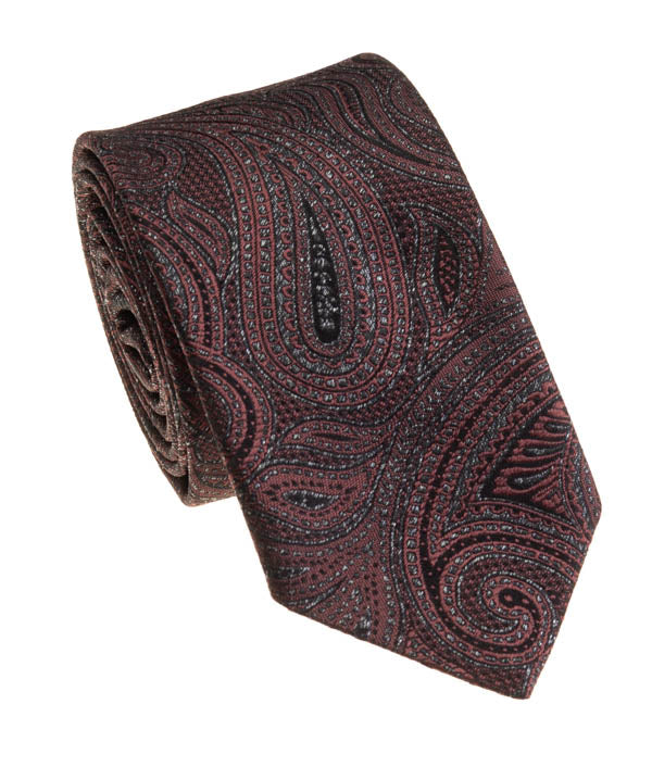 Wine Silk & Lurex Narrow Tie
