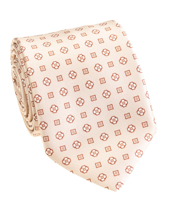 Ivory Floral Medallion Silk Tie