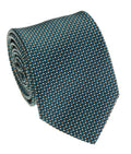 Teal & Black Geometric Foulard Silk Tie