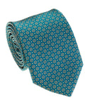 Teal Hexagon Foulard Silk Tie