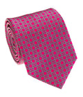 Fuchsia & Grey Geometric Lattice Silk Tie