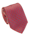 Red & Grey Geometric Lattice Silk Tie
