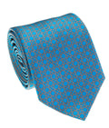 Turquoise Geometric Lattice Silk Tie