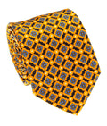 Gold & Navy Medallion Geometric Silk Tie