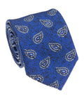 Blue Paisley Motif Silk Tie